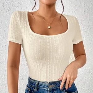 SHEIN Frenchy Solid Scoop Neck Bodysuit